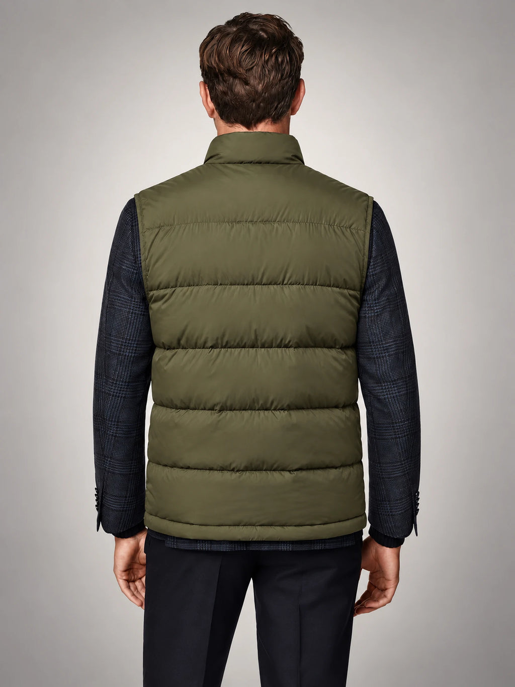 Volantero Men's Quilted Padded Gilet in Green, back view
