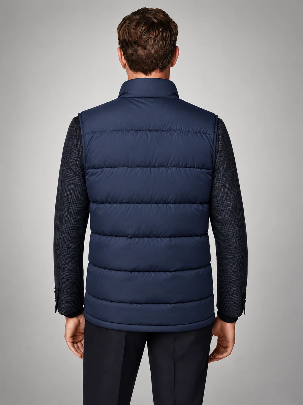 Volantero Men's Quilted Padded Gilet in Navy, back view