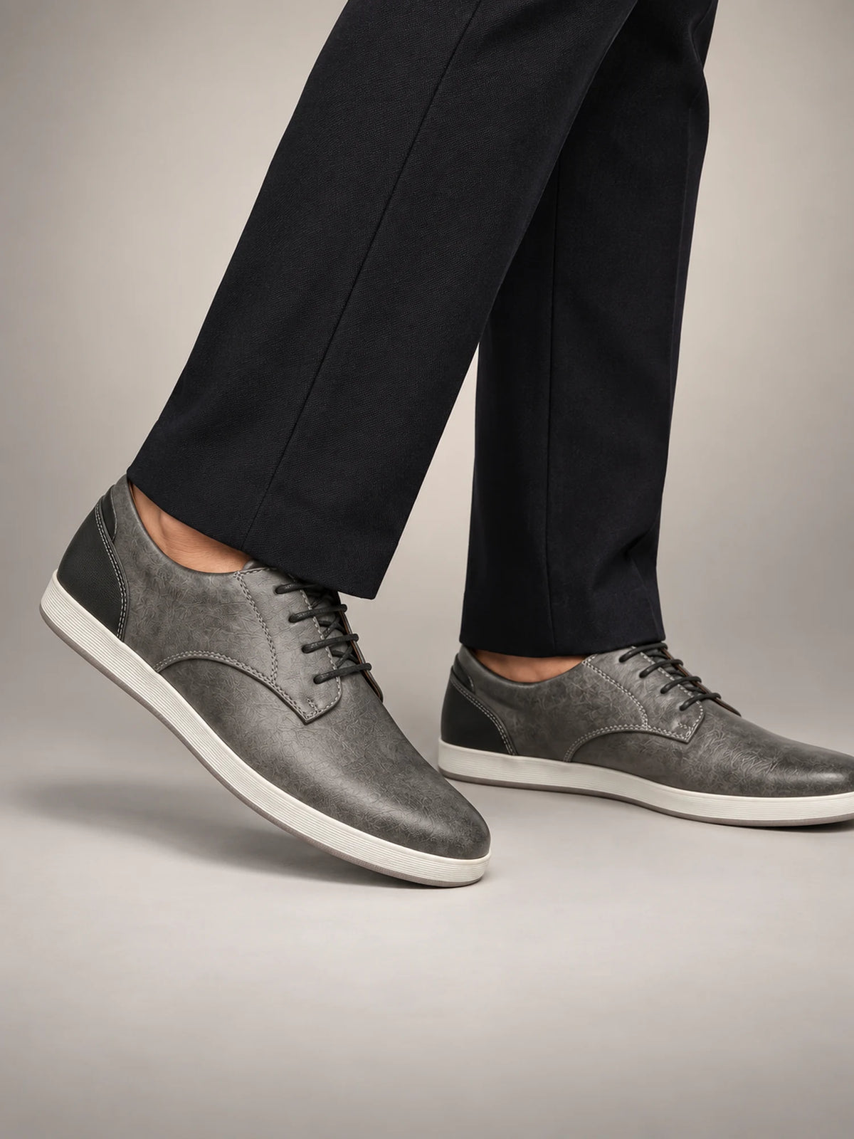 Volantero Men's Leather Dress Shoes in Grey, front view