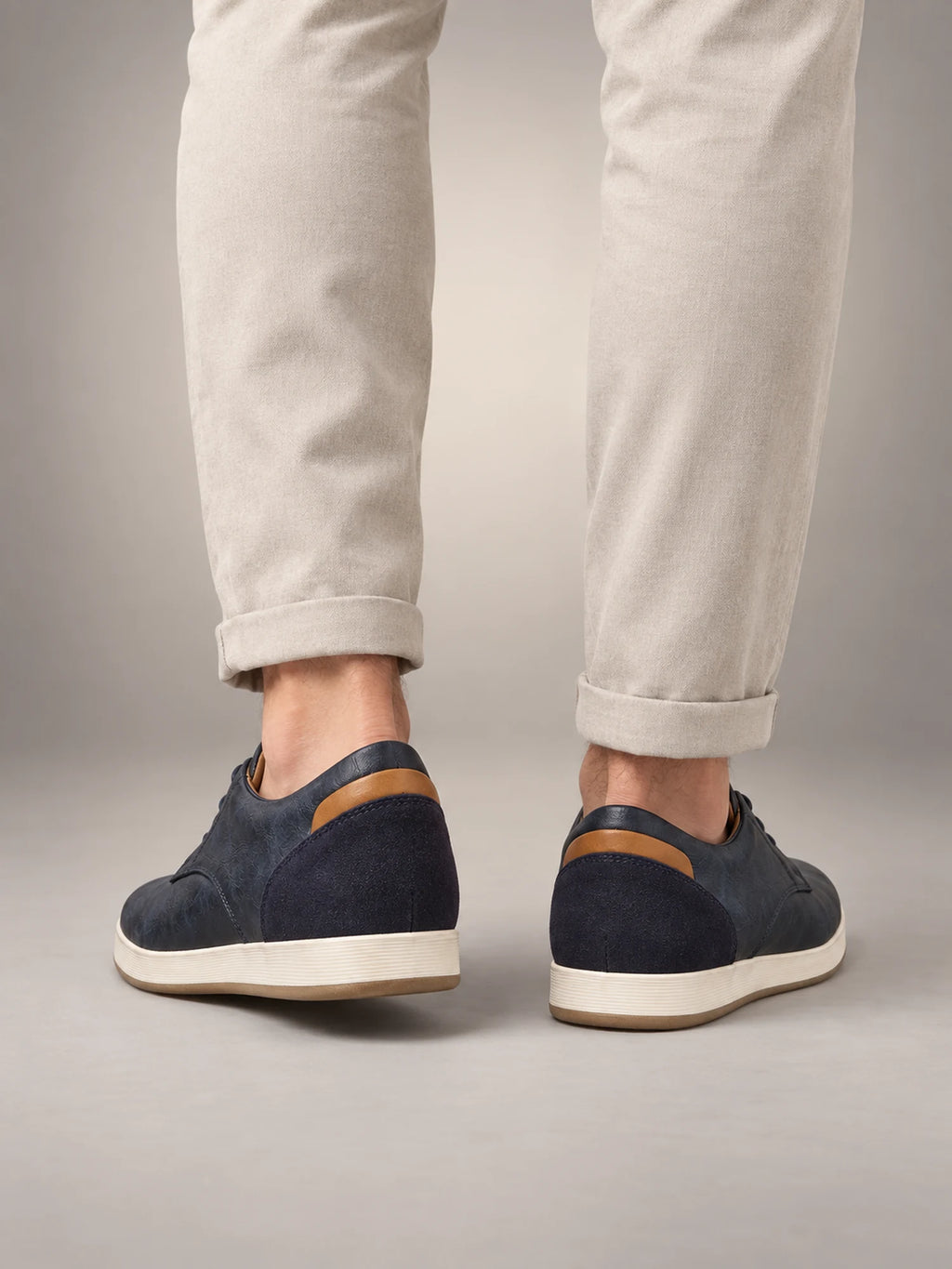 Volantero Men's Leather Dress Shoes in Navy, back view