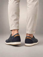 Volantero Men's Leather Dress Shoes in Navy, back view