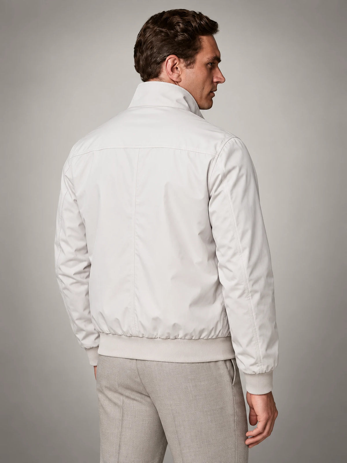 Volantero Men's Harrington Bomber Jacket in White, back view