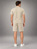 Volantero Men's Casual Polo Shirt and Shorts Set in Khaki, back view