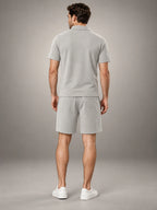 Volantero Men's Casual Polo Shirt and Shorts Set in Light Grey, back view