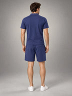 Volantero Men's Casual Polo Shirt and Shorts Set in Navy, back view