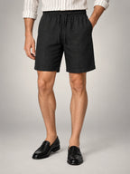 Volantero Men's Linen Drawstring Shorts in Black, hover view