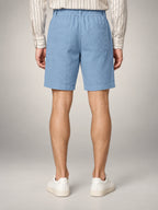 Volantero Men's Linen Drawstring Shorts in Blue, back view