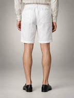 Volantero Men's Linen Drawstring Shorts in White, back view