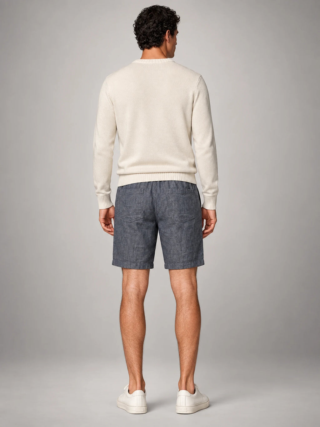 Volantero Men's Linen Summer Beach Shorts in Dark Grey, back view