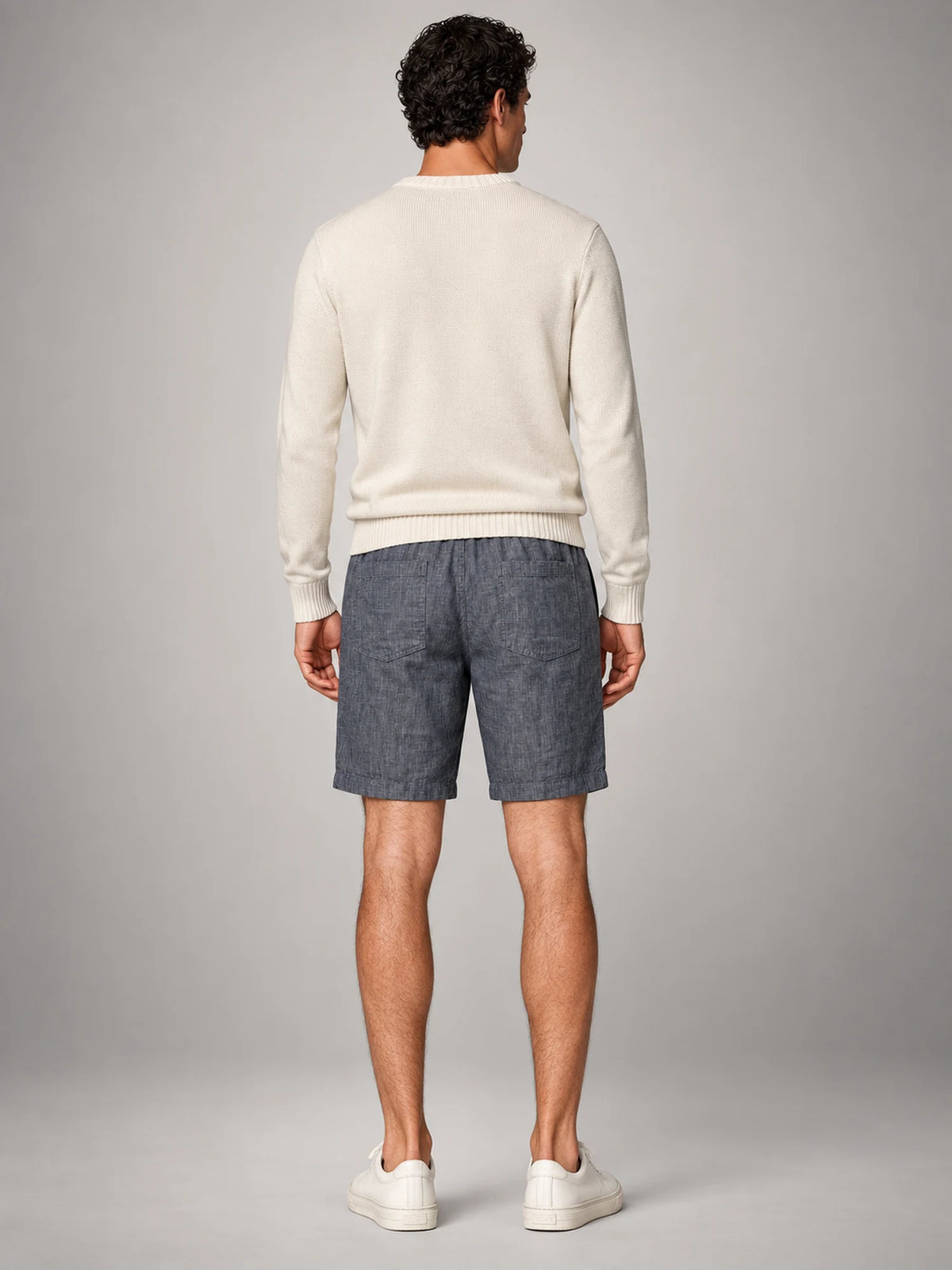 Volantero Men's Linen Summer Beach Shorts in Dark Grey, back view
