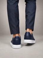 Volantero Men's Laceless Classic Sneakers in Navy, back view