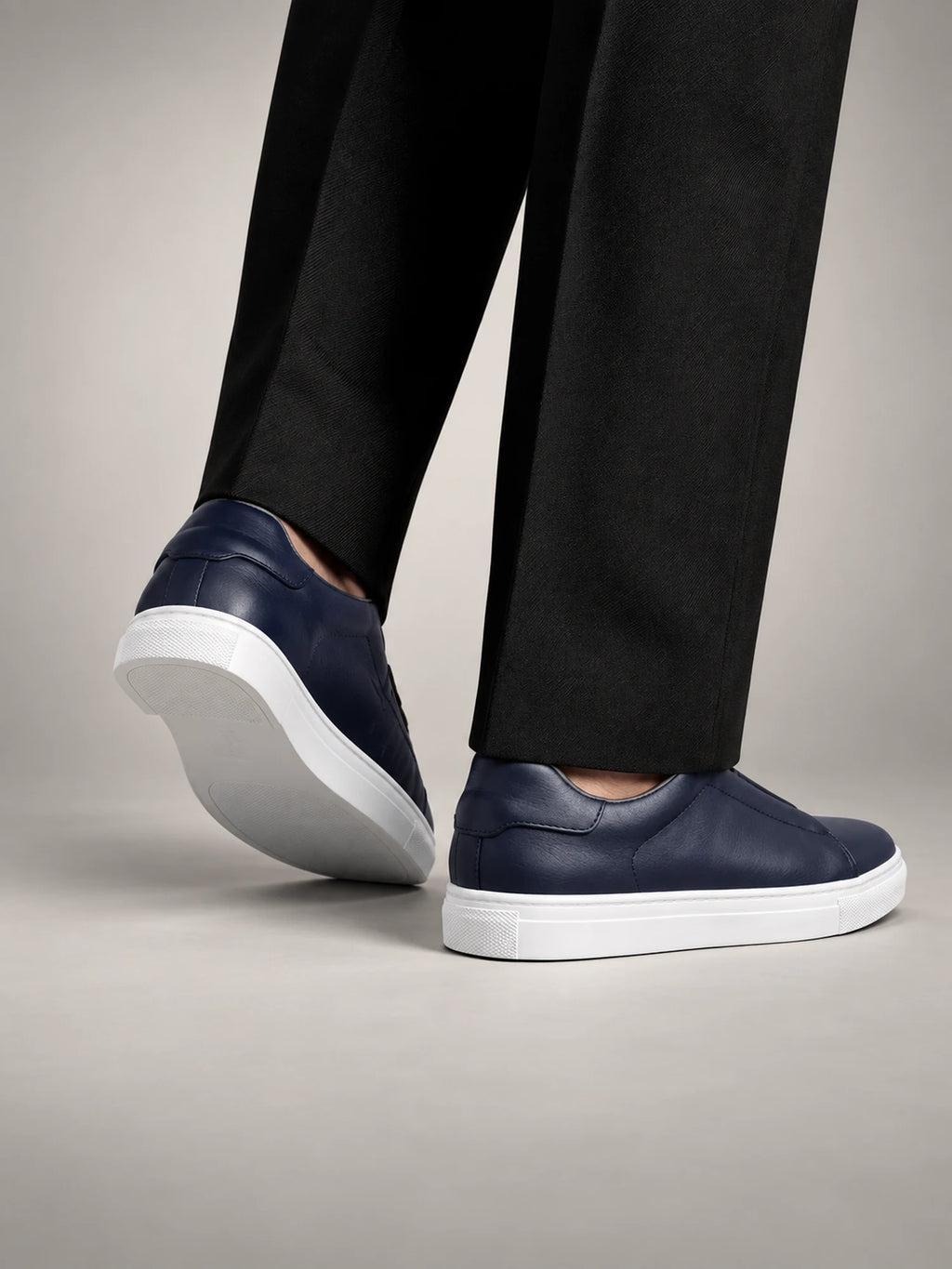 Volantero Men's Laceless Classic Sneakers in Navy, side view