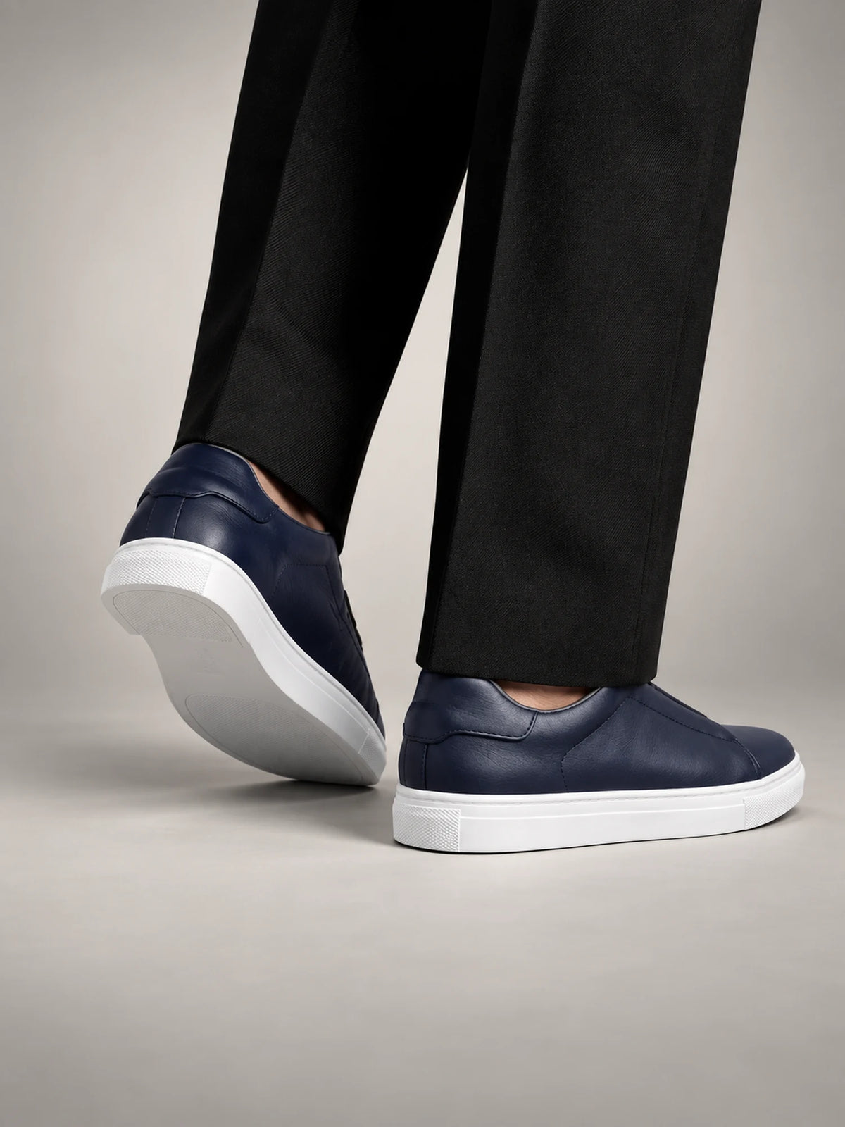 Volantero Men's Laceless Classic Sneakers in Navy, side view