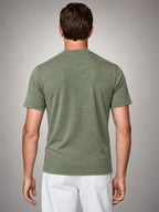 Volantero Men's Short-Sleeve Henley Shirt in Green, back view