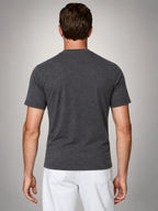 Volantero Men's Short-Sleeve Henley Shirt in Grey, back view