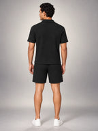 Volantero Men's Waffle-Knit Shorts Set in Black, back view
