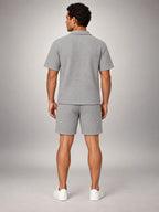 Volantero Men's Waffle-Knit Shorts Set in Grey, back view