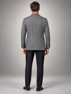 Volantero Men's Checked Blazer Jacket in Grey, back view