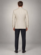 Volantero Men's Casual Linen Blazer Jacket in Beige, back view