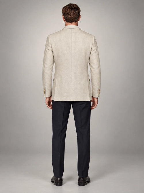 Volantero Men's Casual Linen Blazer Jacket in Beige, back view