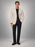 Volantero Men's Casual Linen Blazer Jacket in Beige, front view