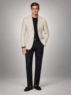 Volantero Men's Casual Linen Blazer Jacket in Beige, front view