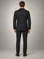 Volantero Men's Casual Linen Blazer Jacket in Black, back view