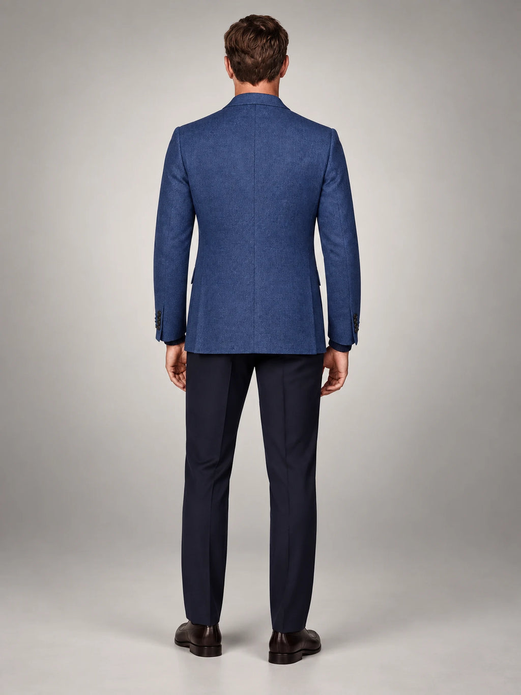 Volantero Men's Casual Linen Blazer Jacket in Navy, back view