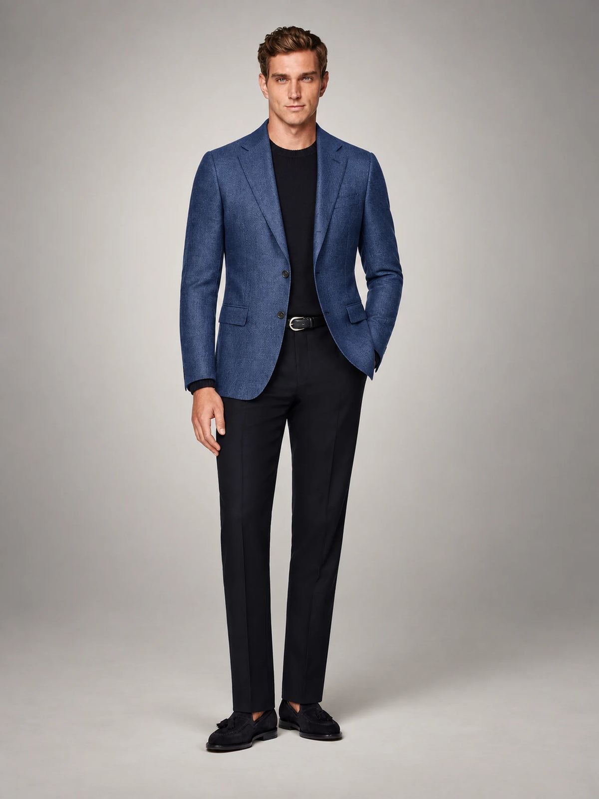 Volantero Men's Casual Linen Blazer Jacket in Navy, main view