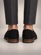Volantero Men's Classic Penny Loafers in Black, back view