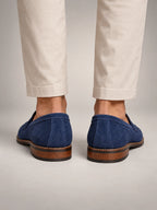 Volantero Men's Classic Penny Loafers in Blue, back view