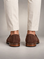 Volantero Men's Classic Penny Loafers in Brown, back view