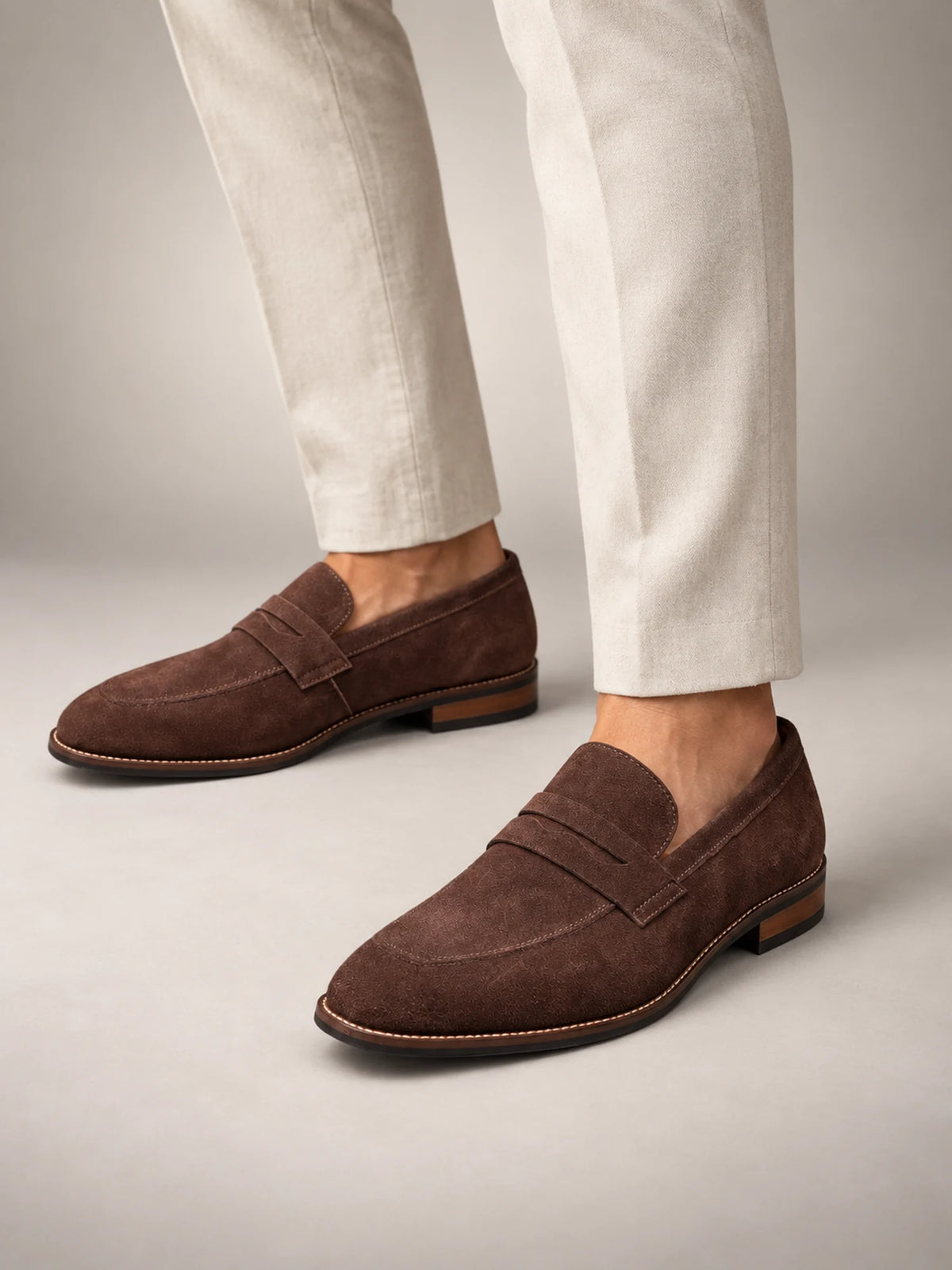 Volantero Men's Classic Penny Loafers in Brown, hover view
