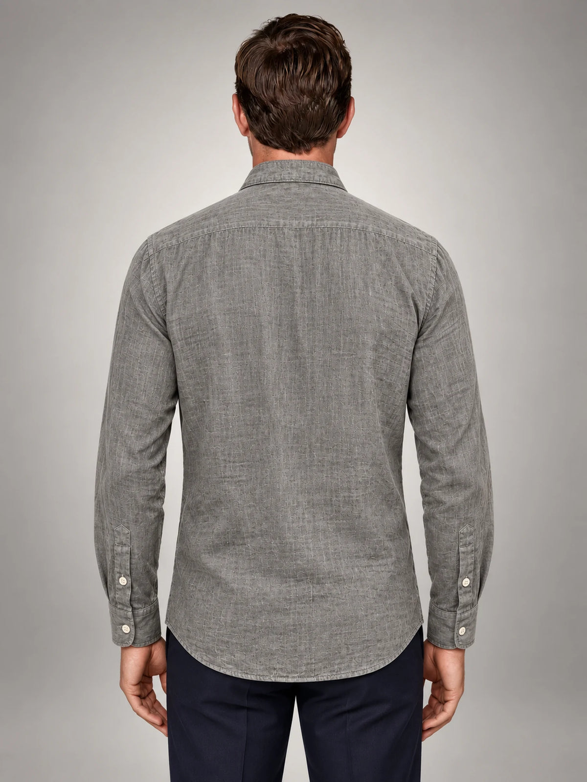 Volantero Men's Summer Shirt in Grey, back view
