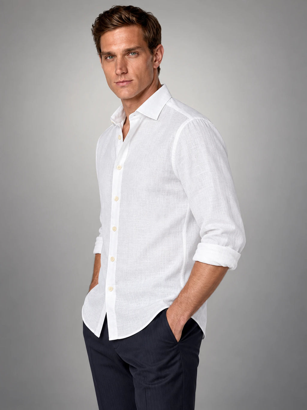 Volantero Men's Summer Shirt in White, side view