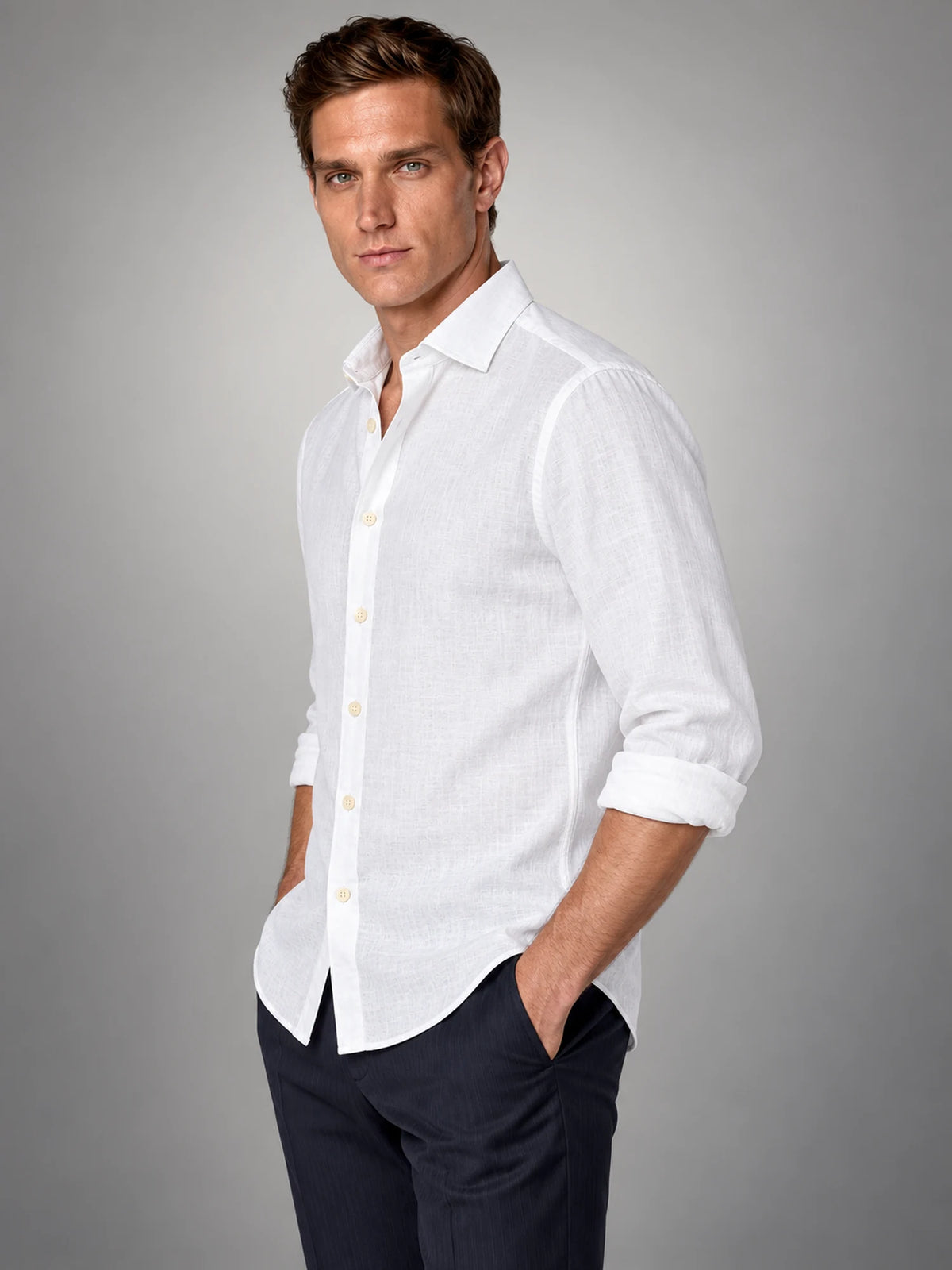 Volantero Men's Summer Shirt in White, side view