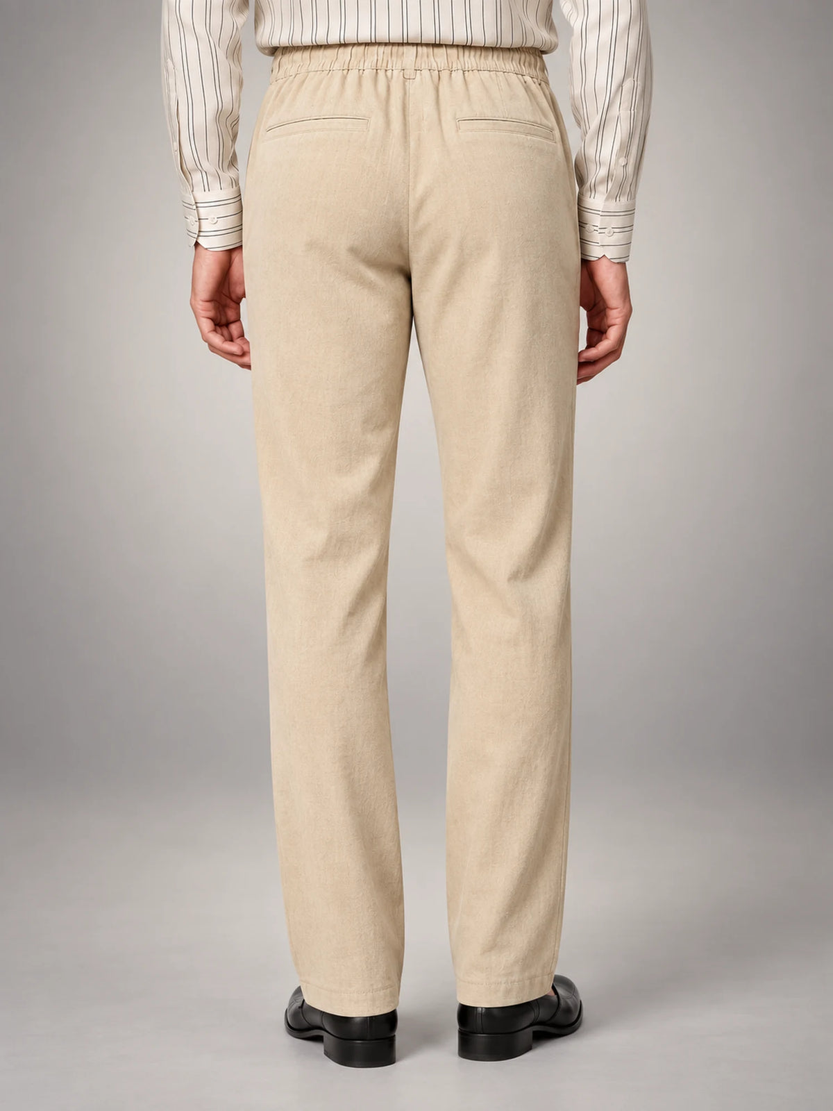 Volantero Men's Casual Summer Trousers in Beige, back view