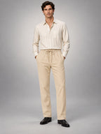 Volantero Men's Casual Summer Trousers in Beige, front view