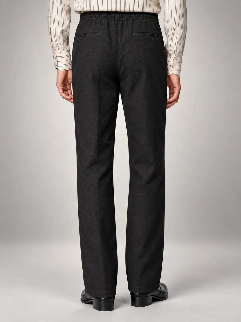 Volantero Men's Casual Summer Trousers in Black, back view