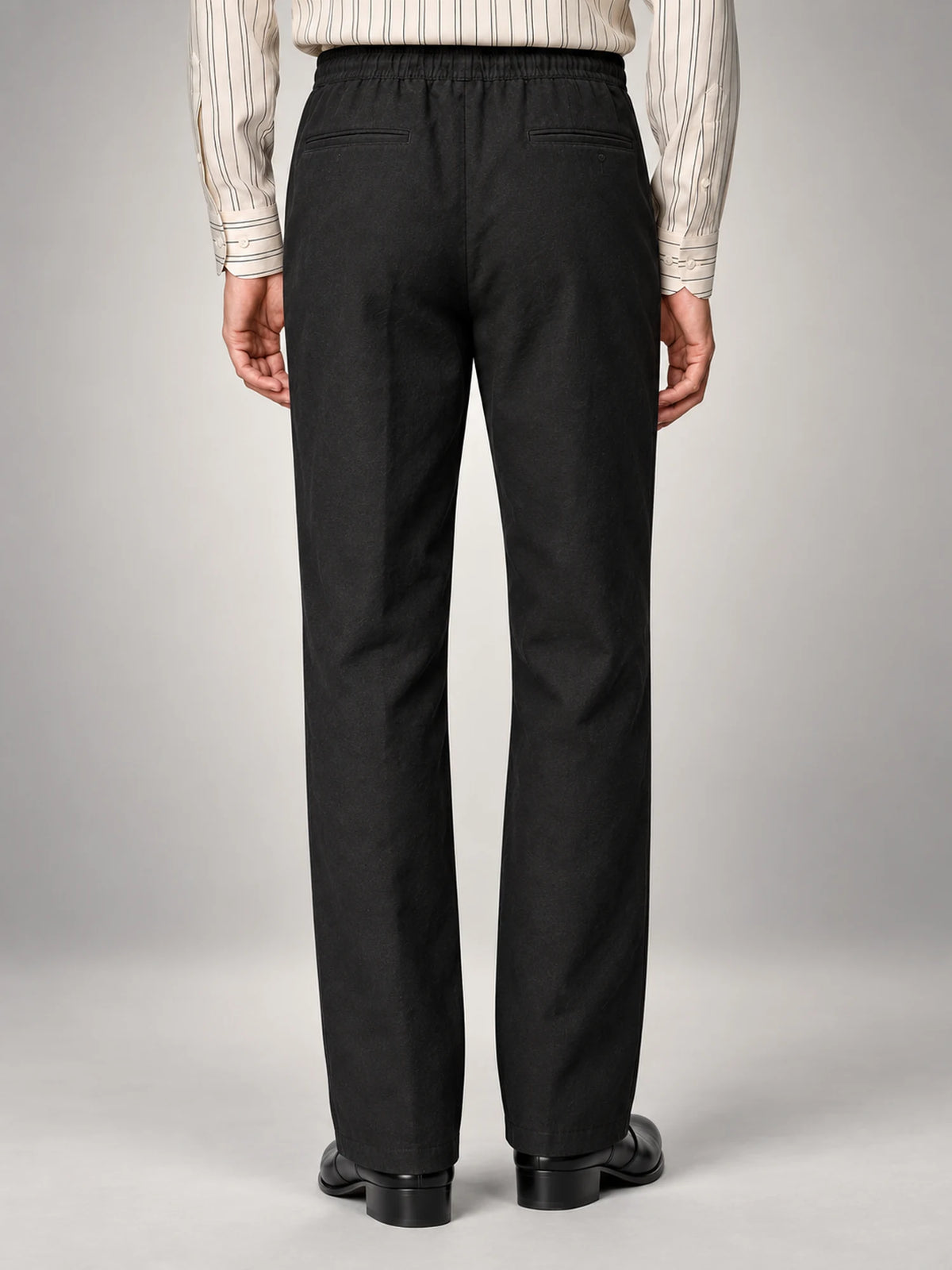 Volantero Men's Casual Summer Trousers in Black, back view