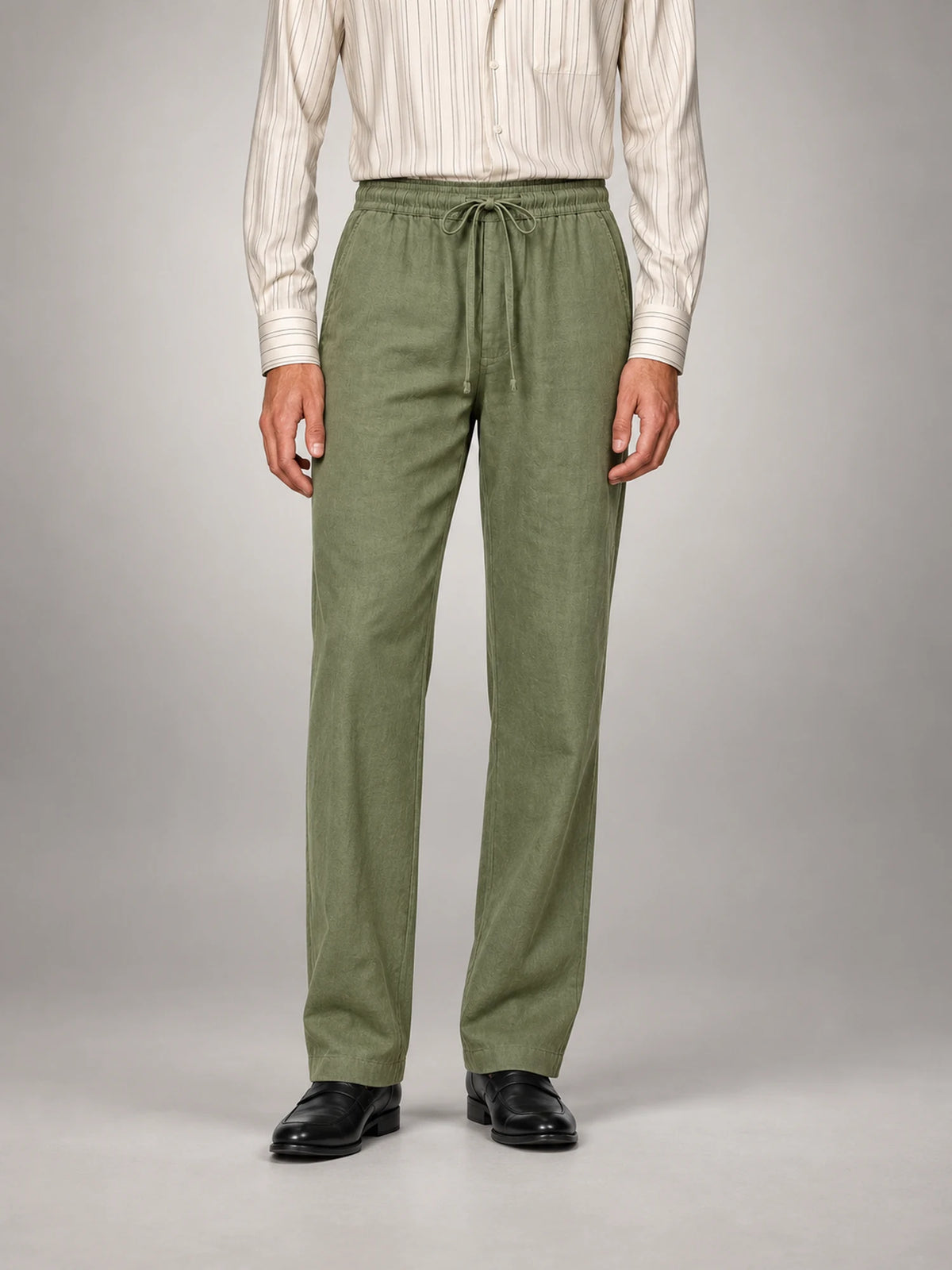 Volantero Men's Casual Summer Trousers in Green, front view