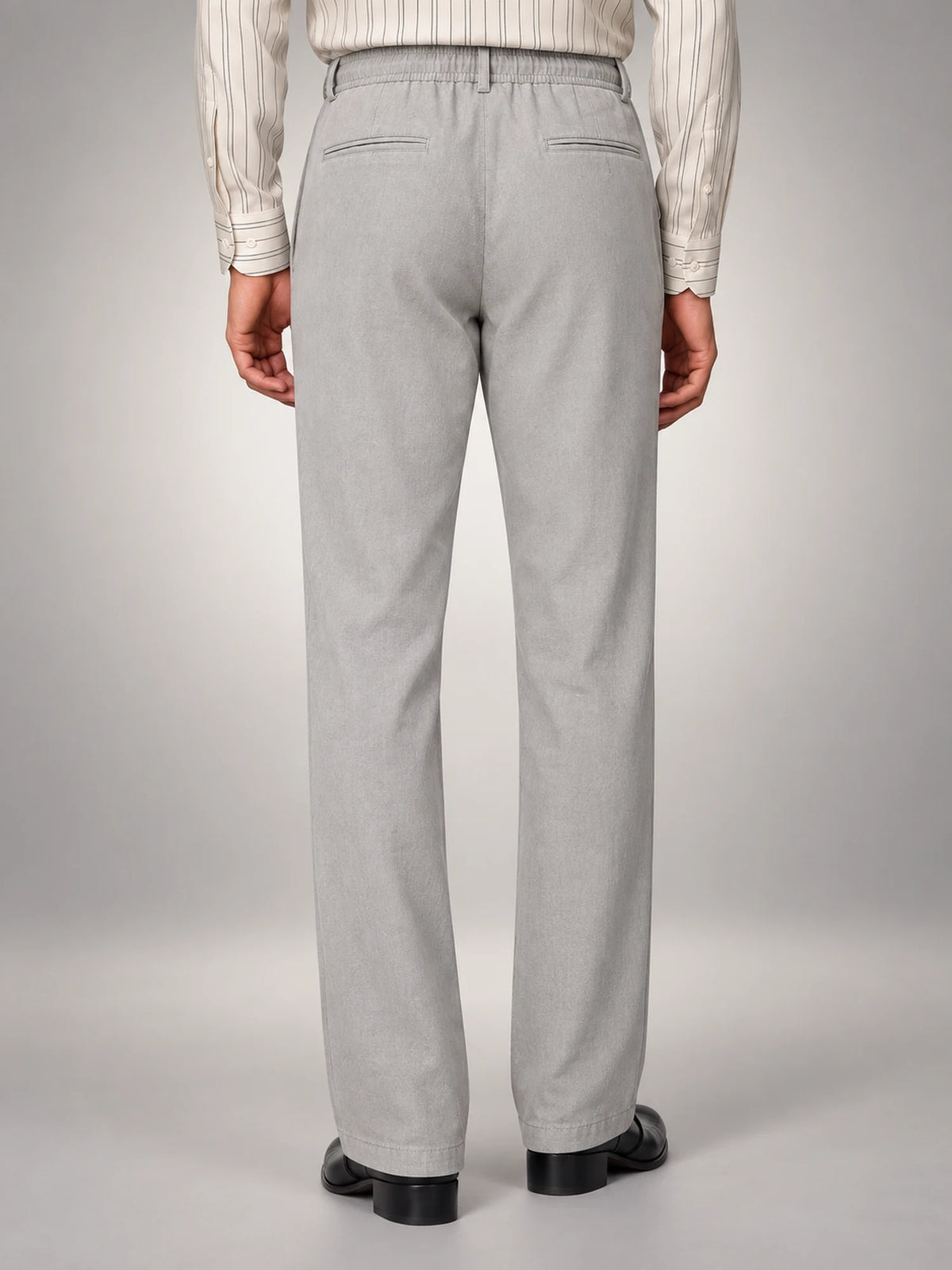 Volantero Men's Casual Summer Trousers in Grey, back view