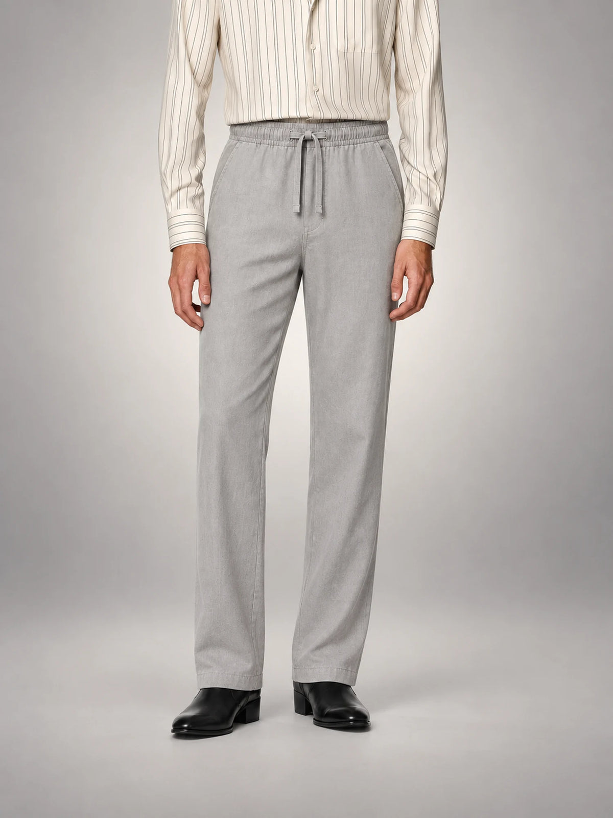 Volantero Men's Casual Summer Trousers in Grey, front view