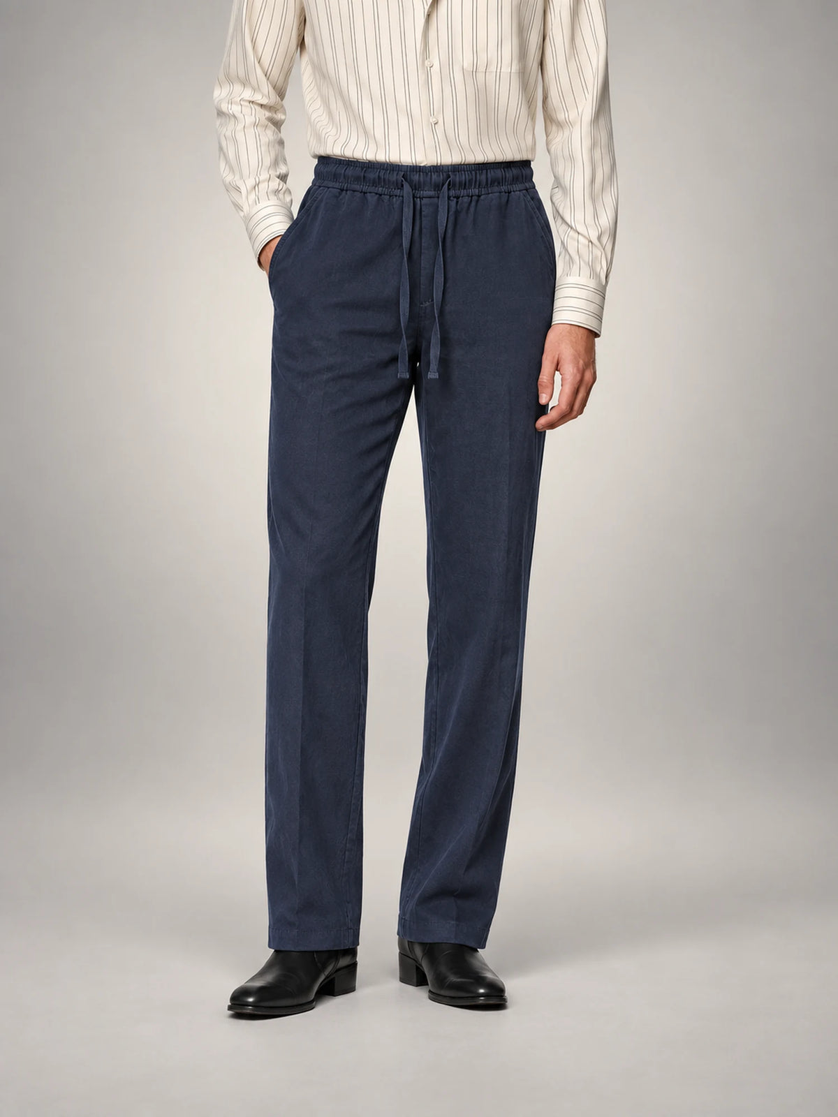 Volantero Men's Casual Summer Trousers in Navy, front view