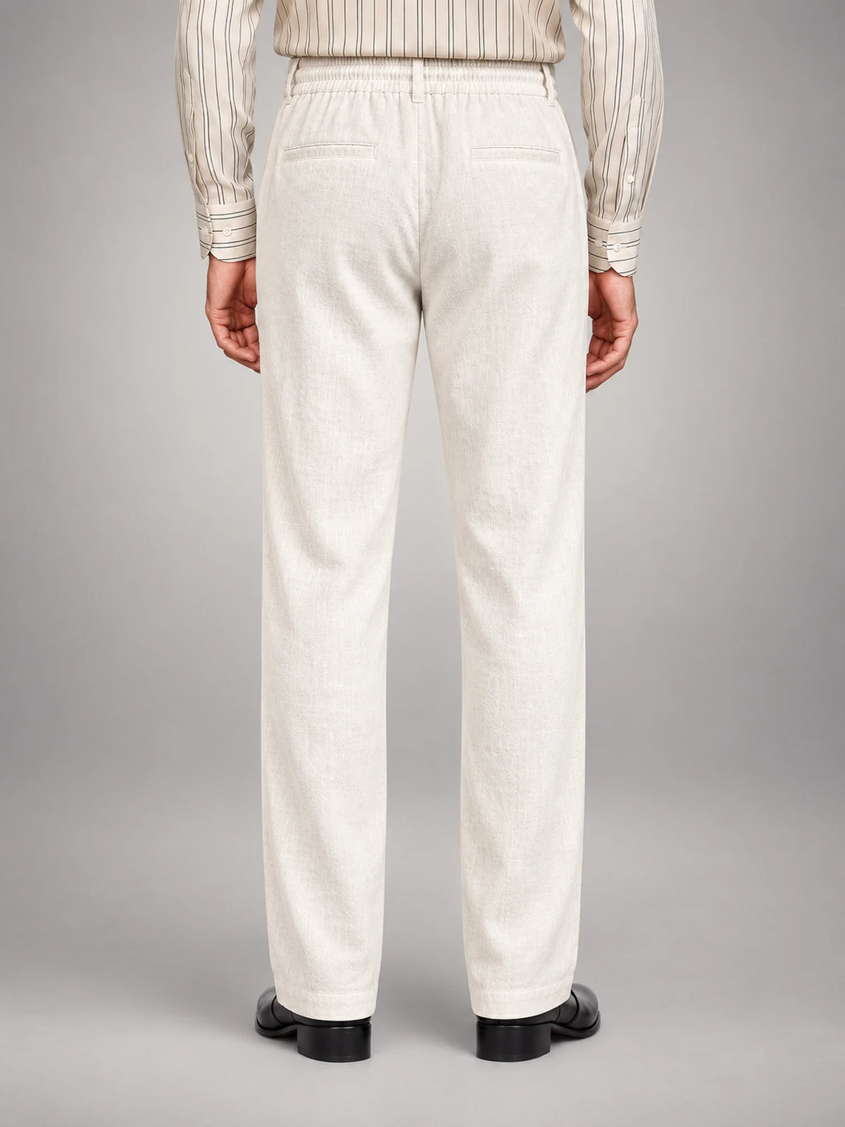 Volantero Men's Casual Summer Trousers in White, back view
