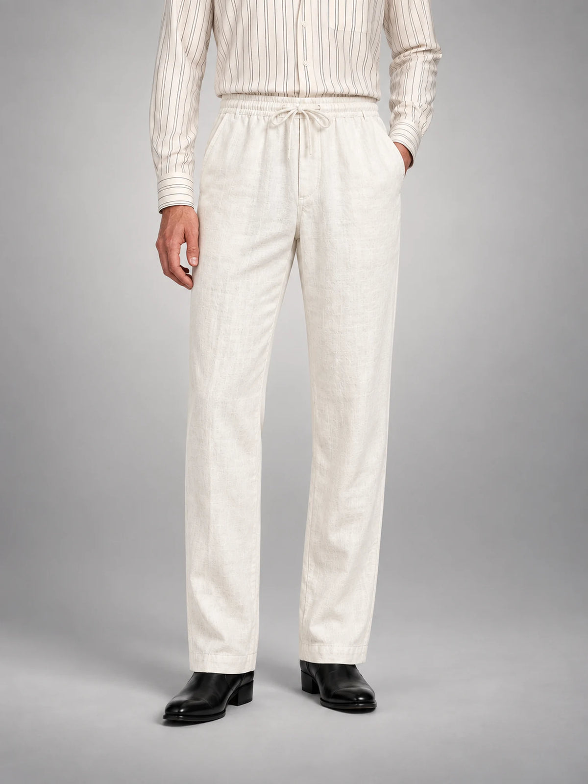 Volantero Men's Casual Summer Trousers in White, main view