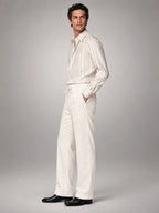 Volantero Men's Casual Summer Trousers in White, side view