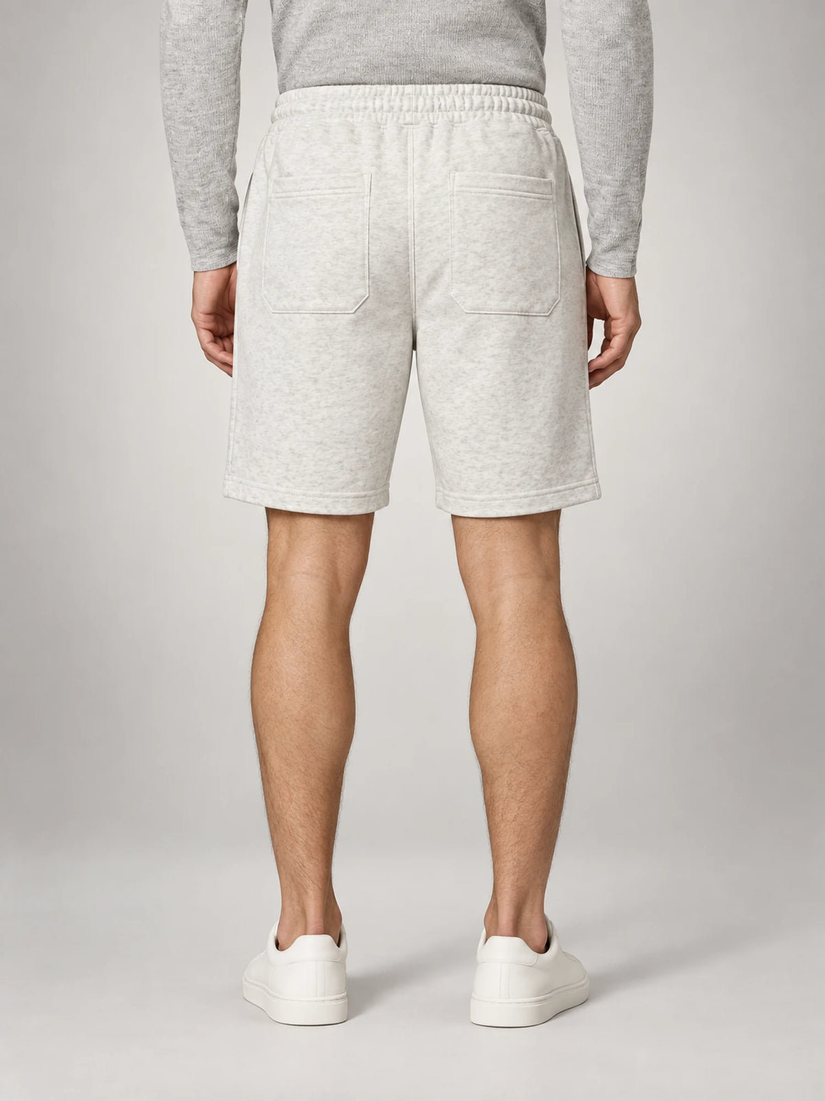 Volantero Men's Fleece Drawstring Shorts in Beige, back view