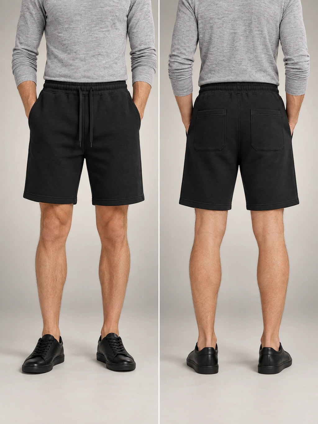 Volantero Men's Fleece Drawstring Shorts in Black, hover view