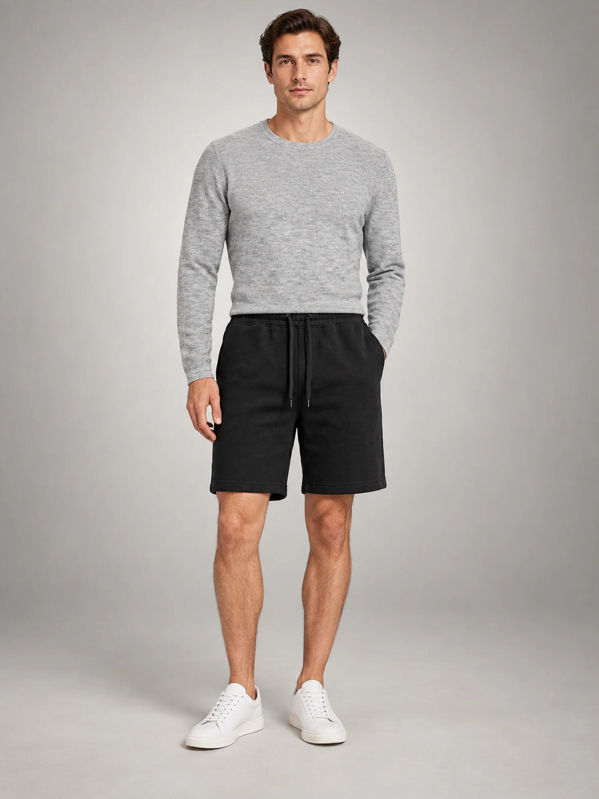 Volantero Men's Fleece Drawstring Shorts in Black, main view